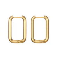 AD014 | Aros rectángulo lisos en acero dorado
