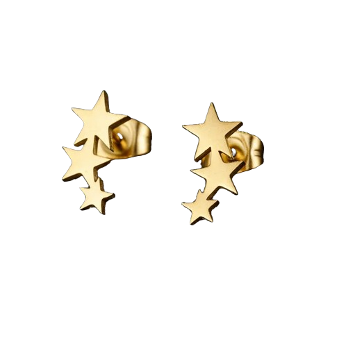 ED008 | Mini trepadoras tres estrellas en acero dorado