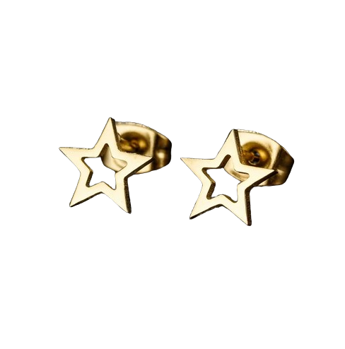 ED007 | Caravanas estrellita en acero dorado
