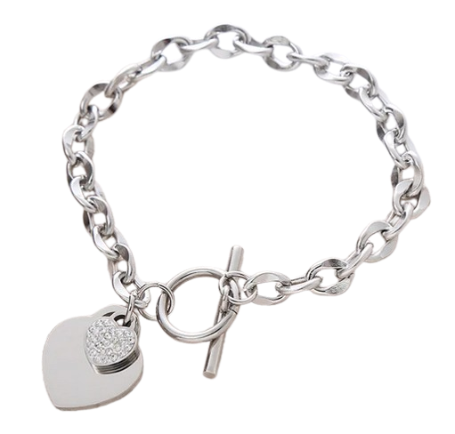PQ018 | Pulsera acero inoxidable doble corazón