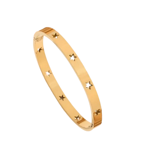 PD019 | Esclava en acero dorado estrellas caladas