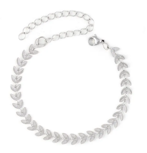 PQ003 | Pulsera hojitas en acero inoxidable