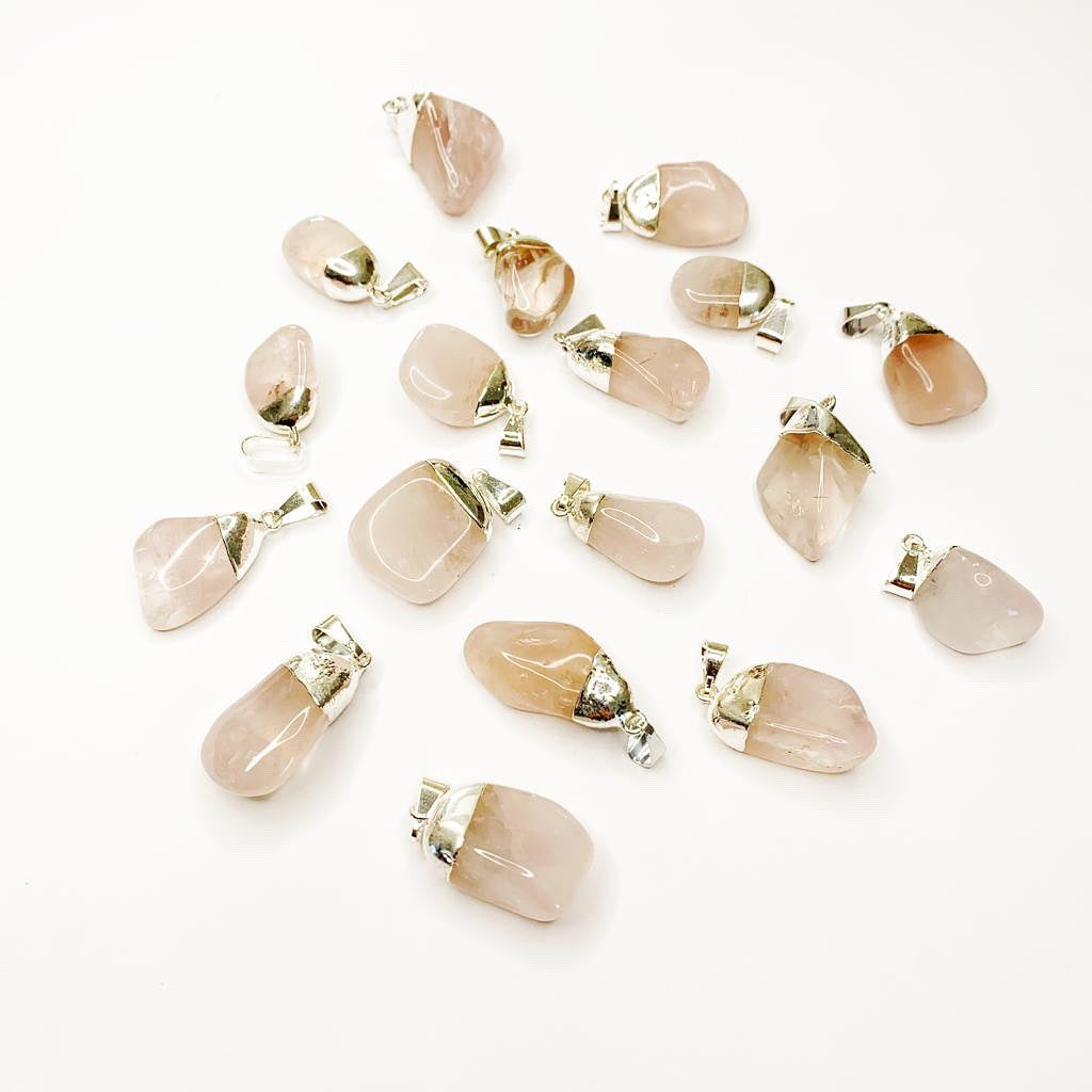 PQ014 | Pulsera en acero blanco con dije piedra natural