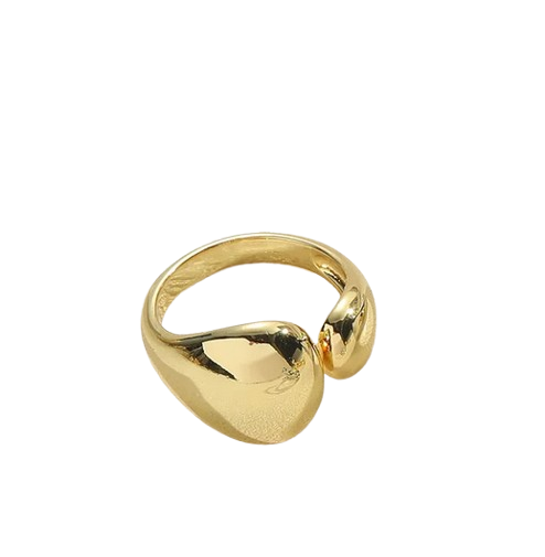 RD002 | Anillo abierto en acero dorado asimétrico