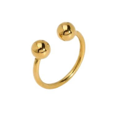 RD005 | Anillo abierto en acero dorado esferas