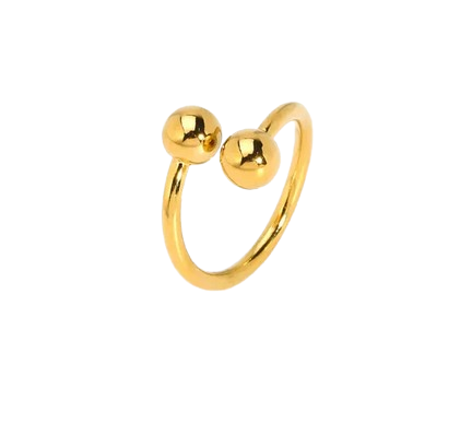 RD005 | Anillo abierto en acero dorado esferas