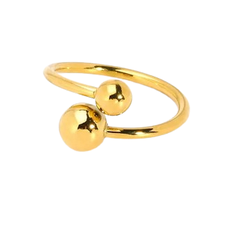 RD005 | Anillo abierto en acero dorado esferas