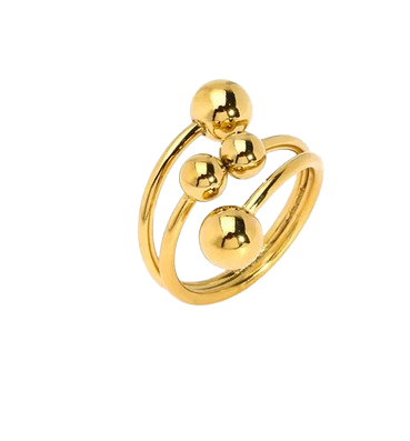 RD005 | Anillo abierto en acero dorado esferas
