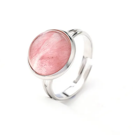 RQ015 | Anillo acero inoxidable regulable con piedra natural pulida