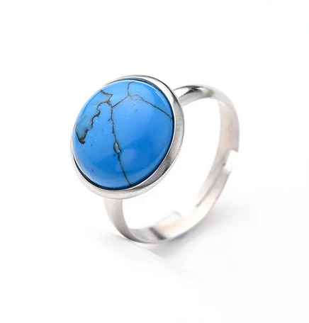 RQ015 | Anillo acero inoxidable regulable con piedra natural pulida