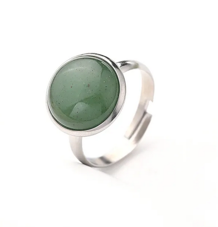 RQ015 | Anillo acero inoxidable regulable con piedra natural pulida
