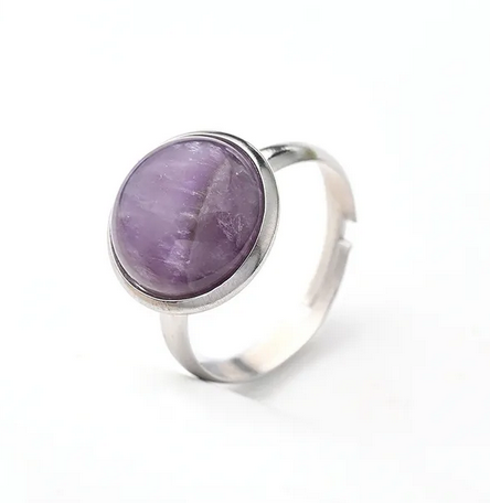 RQ015 | Anillo acero inoxidable regulable con piedra natural pulida