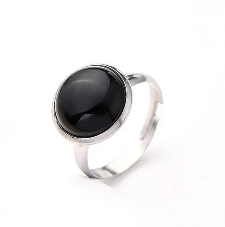 RQ015 | Anillo acero inoxidable regulable con piedra natural pulida