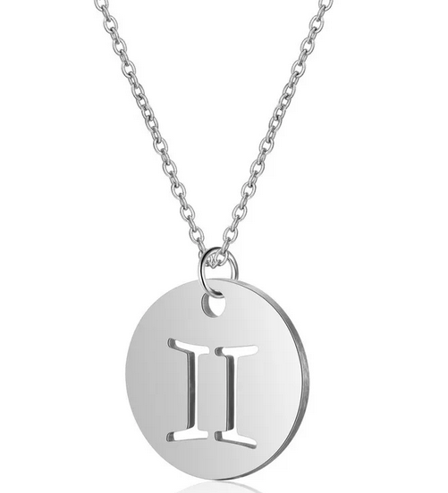 CQ013 | Cadena con dije signo zodíaco en acero inoxidable y piedra de nacimiento