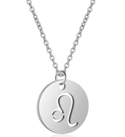 CQ013 | Cadena con dije signo zodíaco en acero inoxidable y piedra de nacimiento