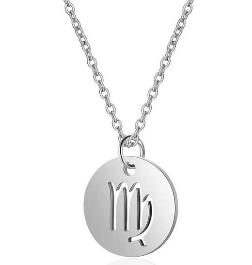 CQ013 | Cadena con dije signo zodíaco en acero inoxidable y piedra de nacimiento