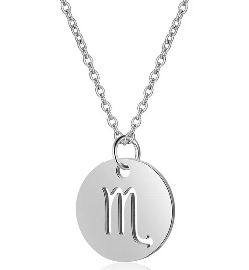 CQ013 | Cadena con dije signo zodíaco en acero inoxidable y piedra de nacimiento
