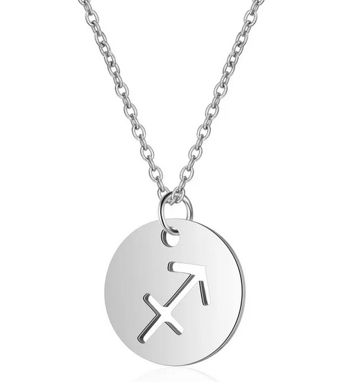 CQ013 | Cadena con dije signo zodíaco en acero inoxidable y piedra de nacimiento
