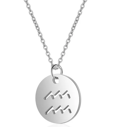 CQ013 | Cadena con dije signo zodíaco en acero inoxidable y piedra de nacimiento