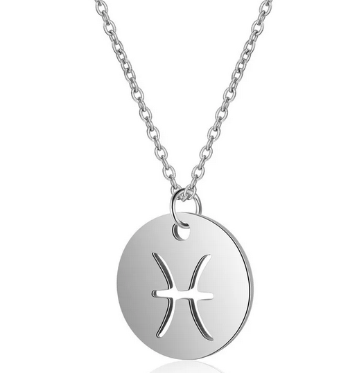 CQ013 | Cadena con dije signo zodíaco en acero inoxidable y piedra de nacimiento