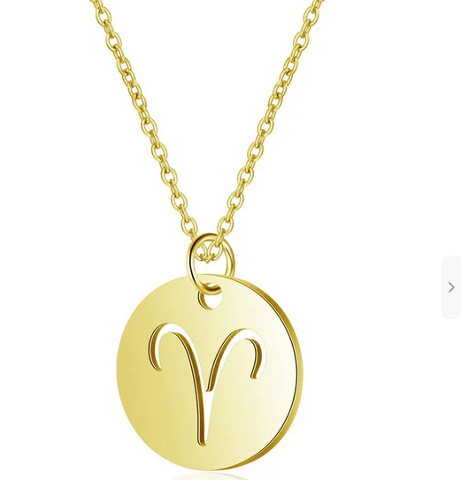 CD007 | Cadena con dije signo zodíaco en acero dorado y piedra de nacimiento