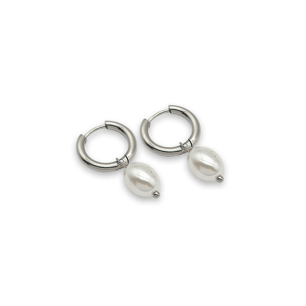 AQ018 | Aros en acero inoxidable con perla