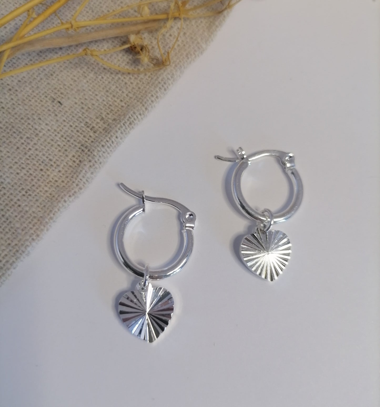 AQ030 | Aros corazón en acero blanco
