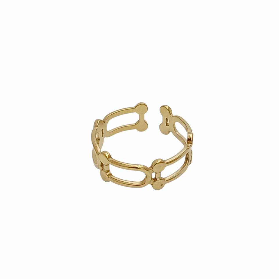 RD013 | Anillo acero dorado regulable eslabones
