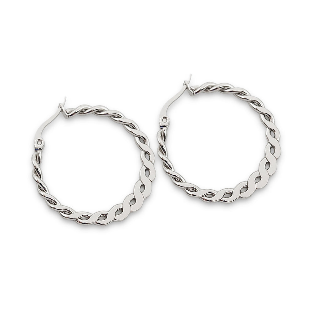 AQ008 | Aros en acero inoxidable trenzado chato