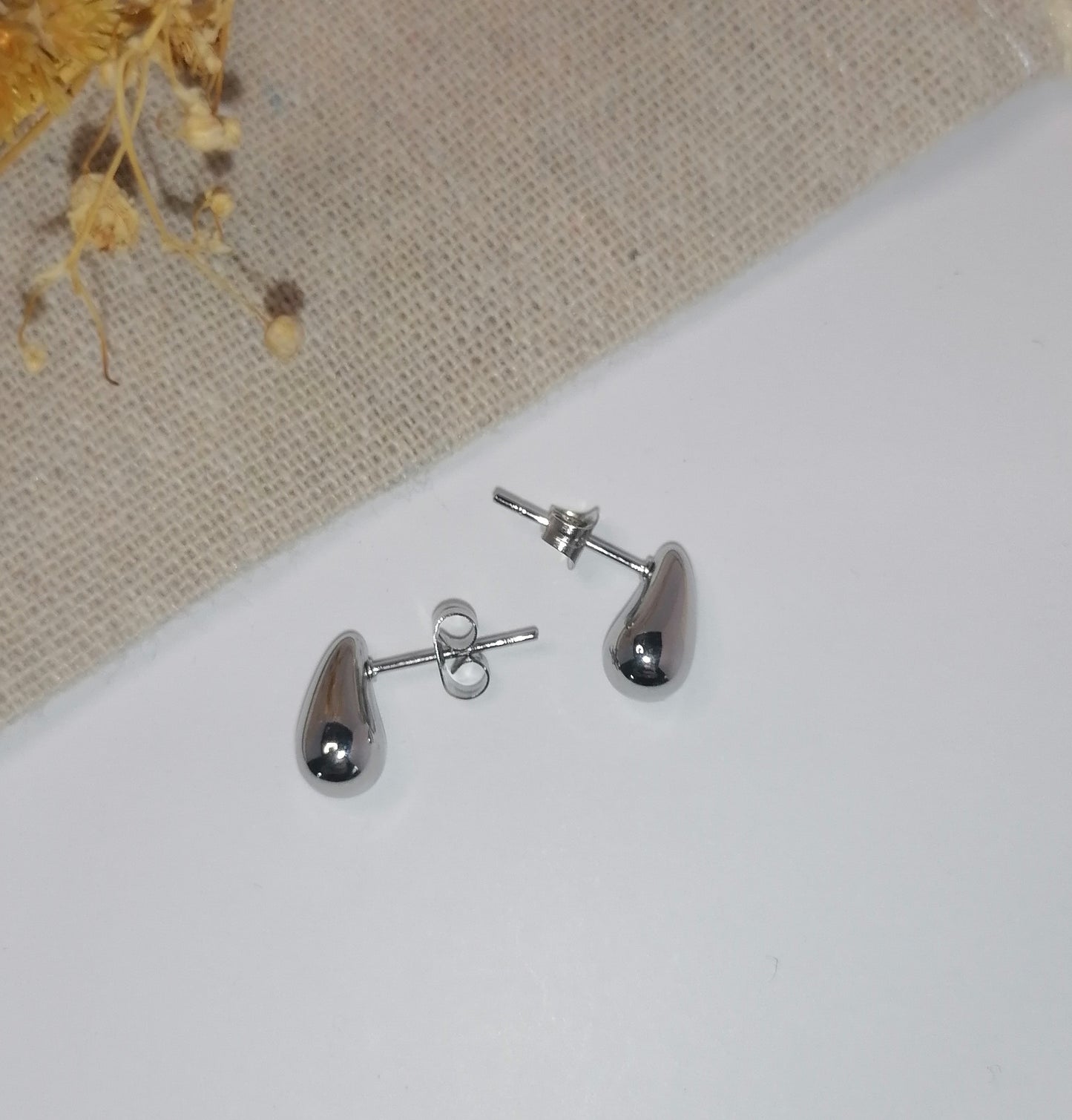EQ011 | Caravanas gota en acero inoxidable