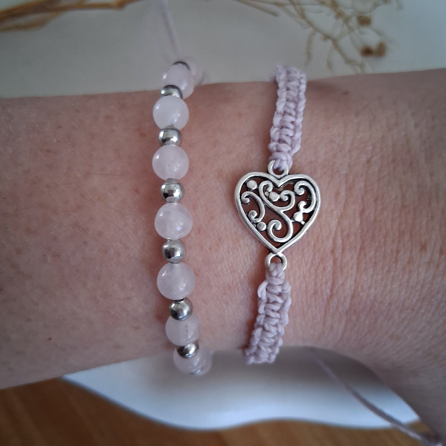 PT018 | Dúo de pulseras ajustables macramé y piedras naturales
