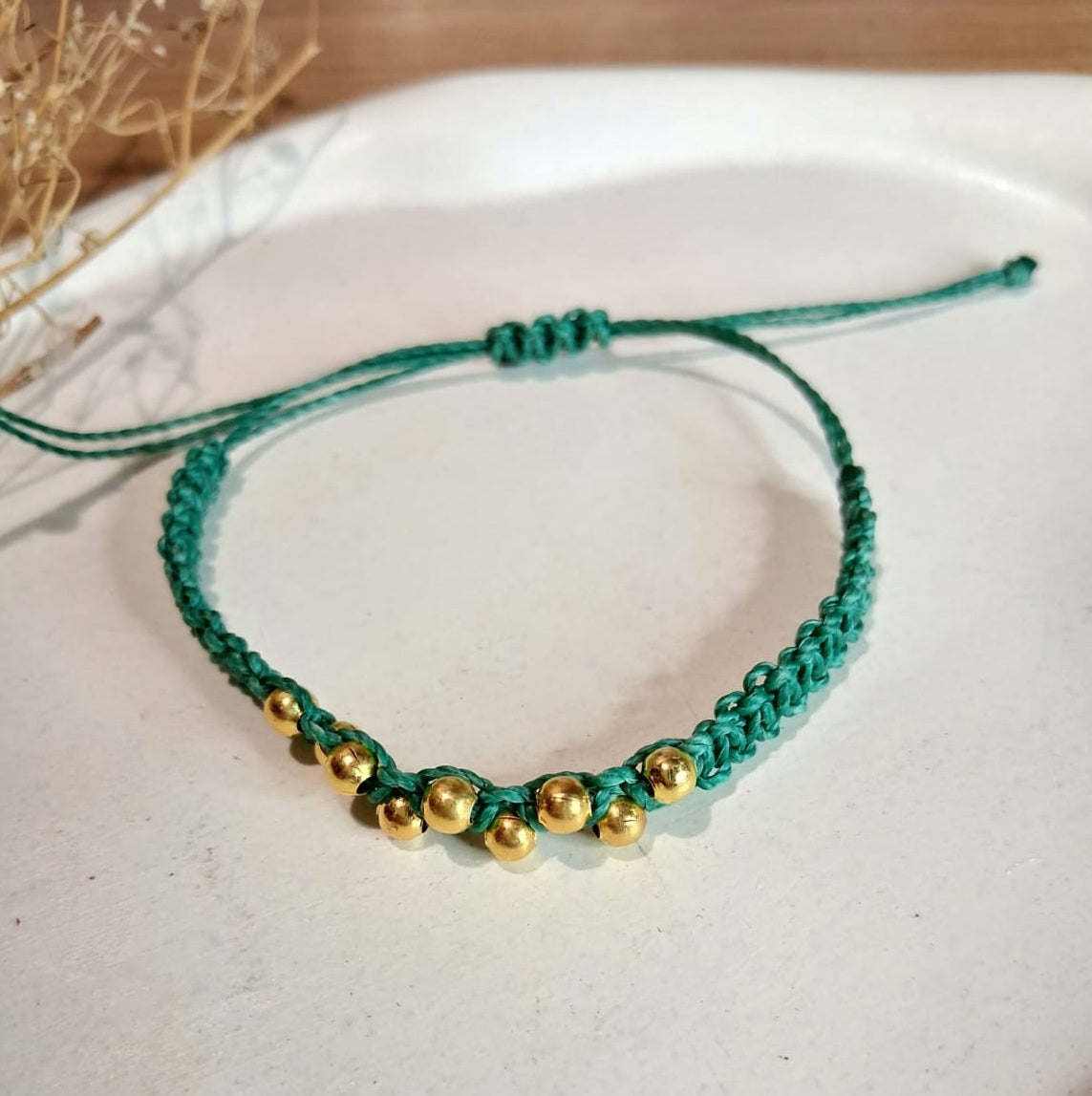 PT021 | Trío de pulseras ajustables macramé y piedras naturales