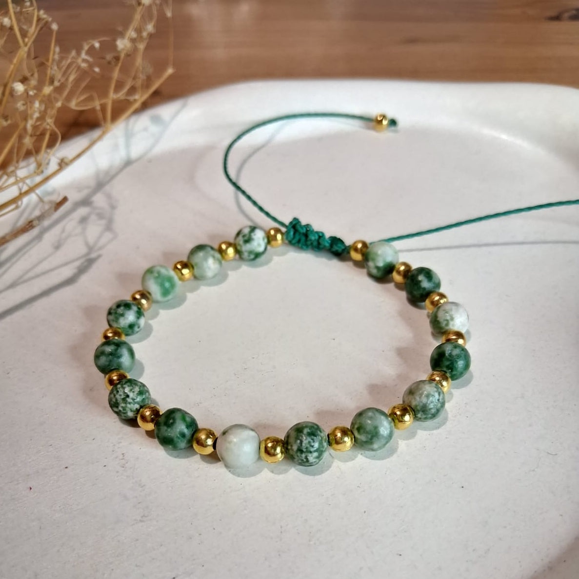PT021 | Trío de pulseras ajustables macramé y piedras naturales