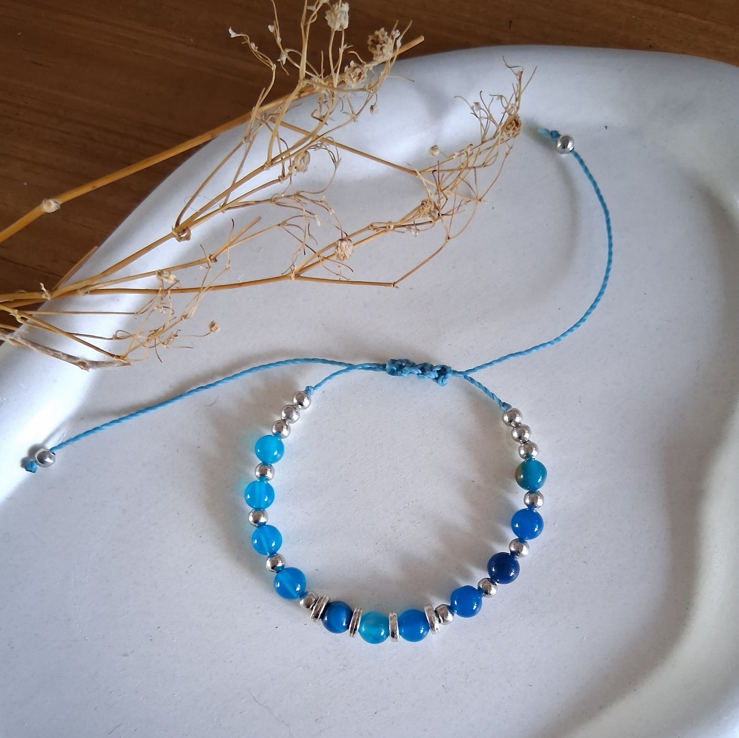 PT024 | Dúo de pulseras ajustables macramé y piedras naturales