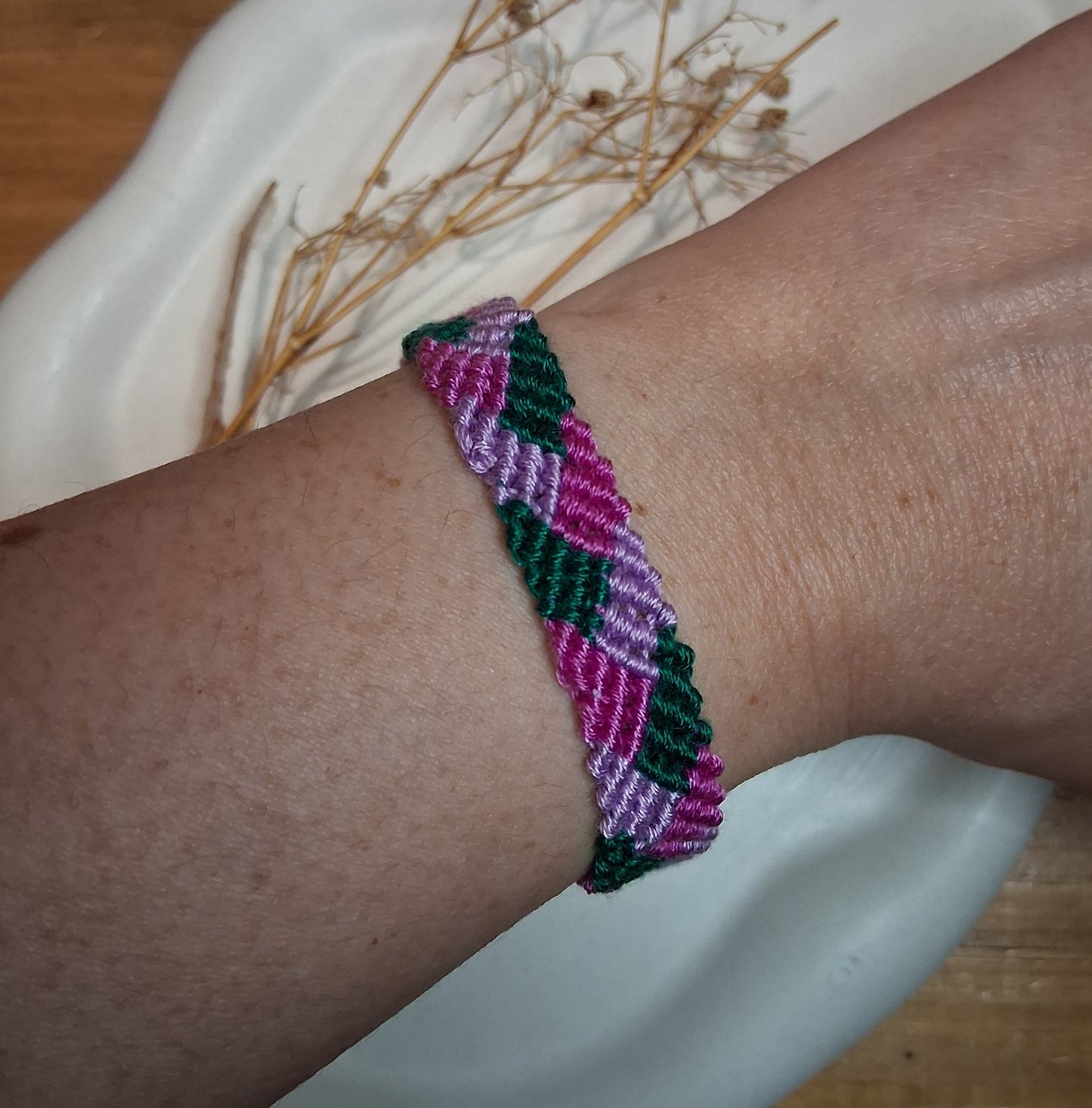 PT030 | Brazalete tejido ajustable en hilo de algodón diseño espiga