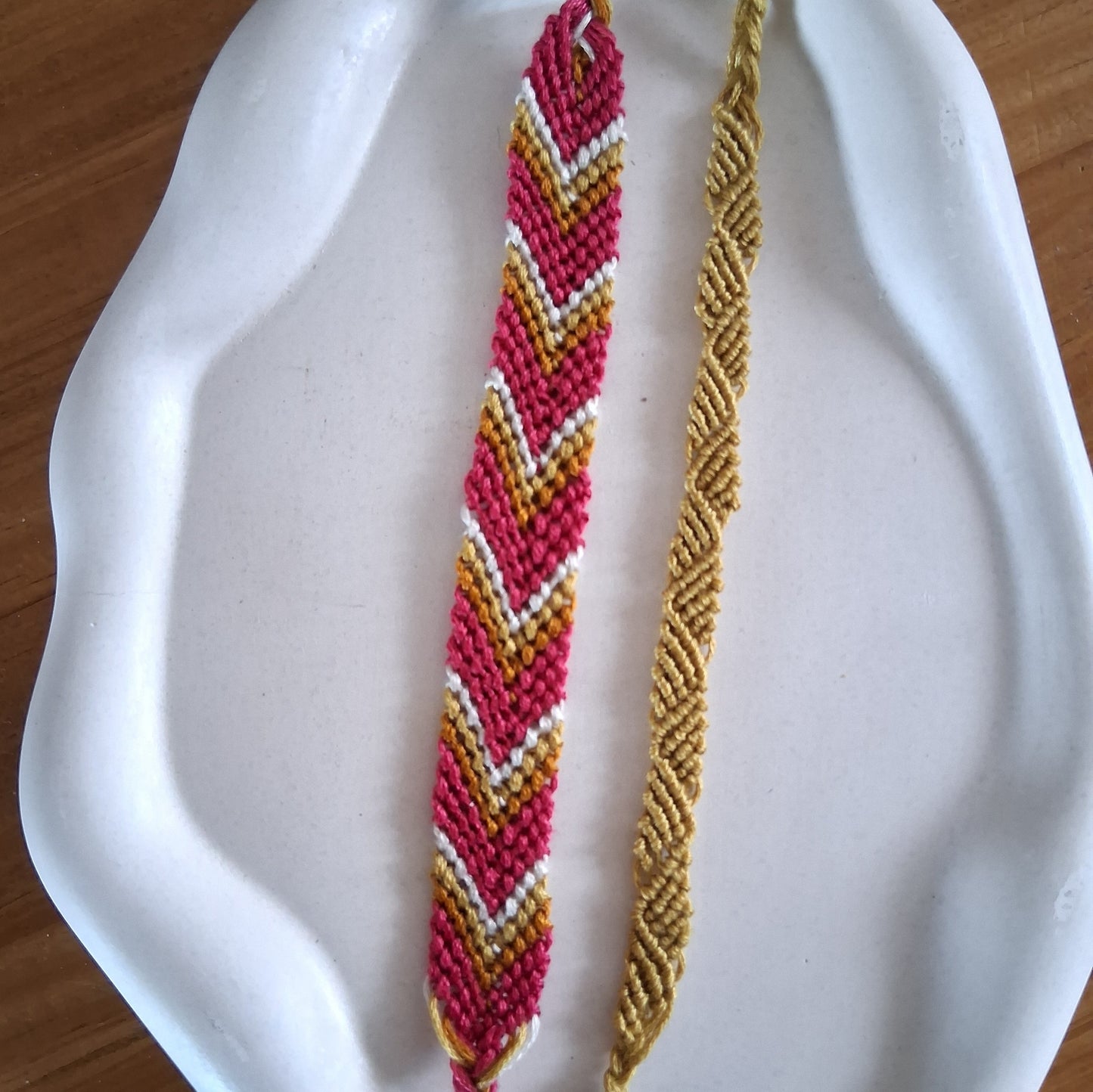 PT032 | Dúo de pulsera y brazalete combinado tejido y ajustable en hilo de algodón