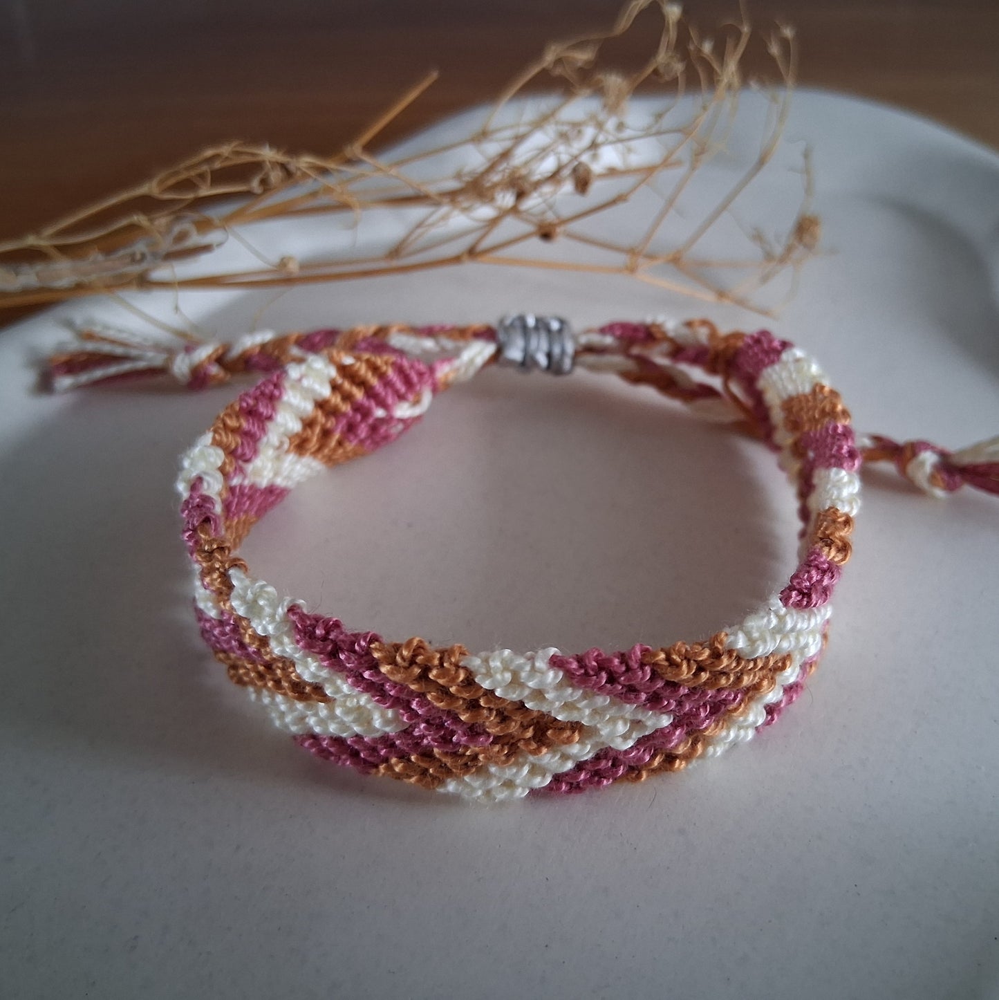 PT037 | Dúo de pulsera y brazalete combinado tejido y ajustable en hilo de algodón