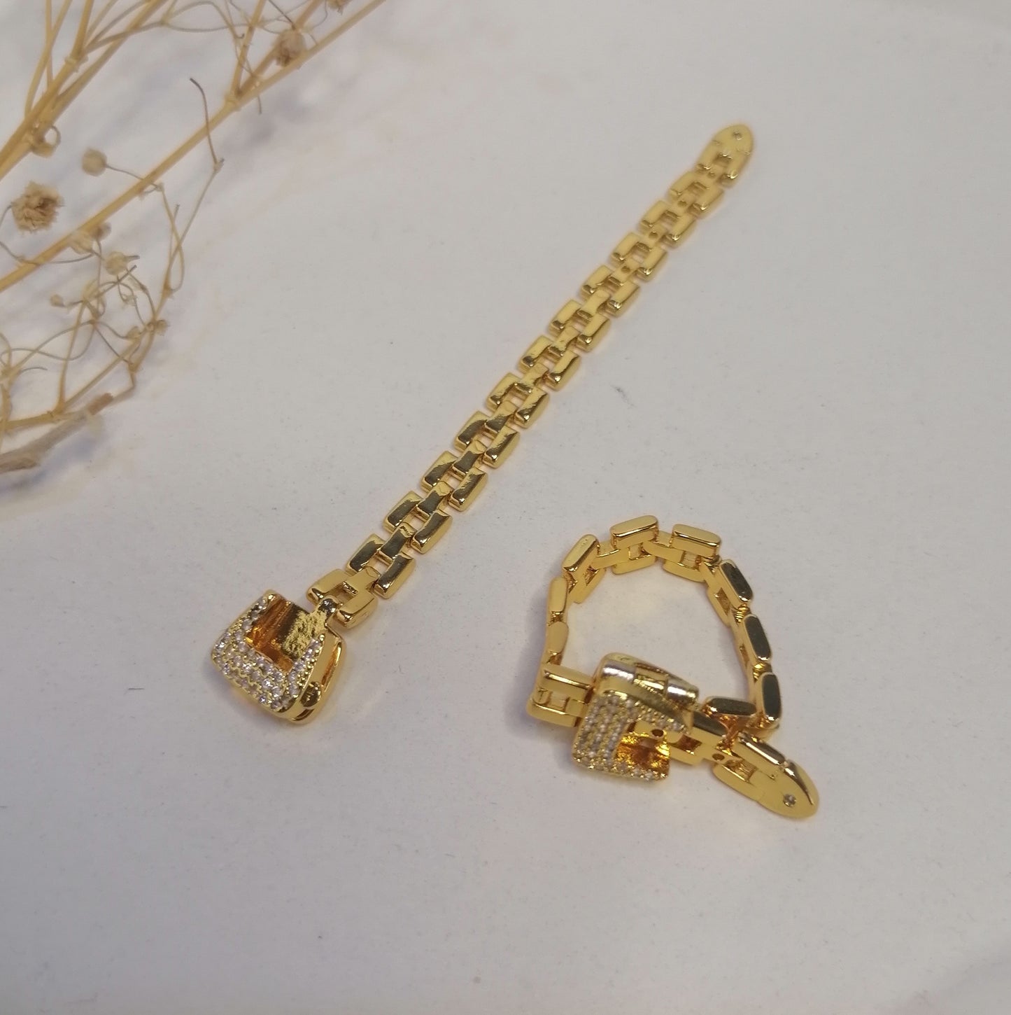 RD007 | Anillo regulable acero dorado hebilla