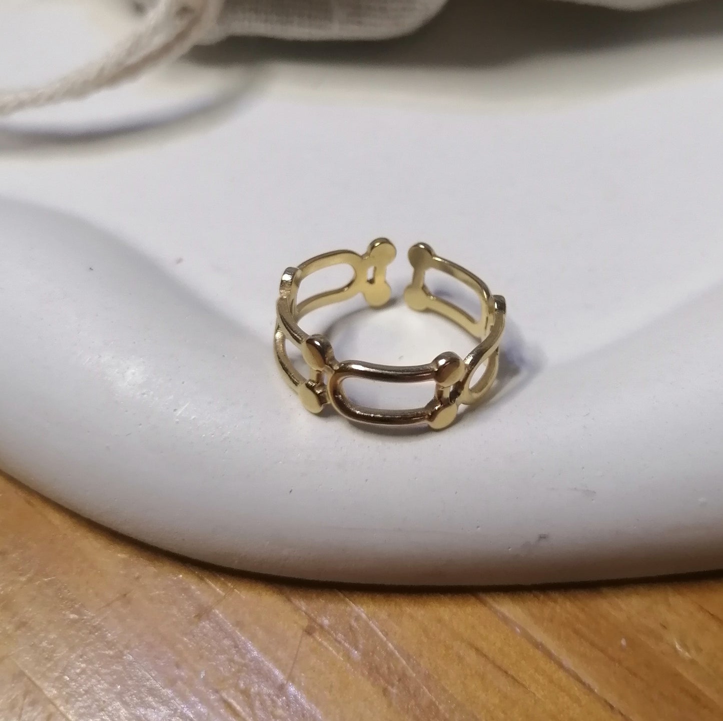 RD013 | Anillo acero dorado regulable eslabones