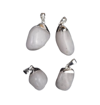PQ014 | Pulsera en acero blanco con dije piedra natural