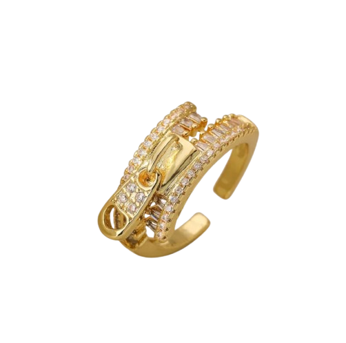 RD006 | Anillo abierto acero dorado zipper
