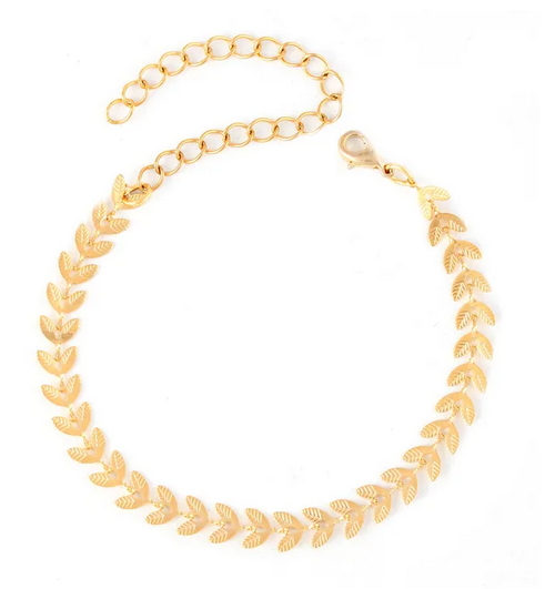 PD003 | Pulsera hojitas en acero dorado