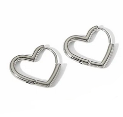 AQ017 | Aros corazón lisos en acero inoxidable