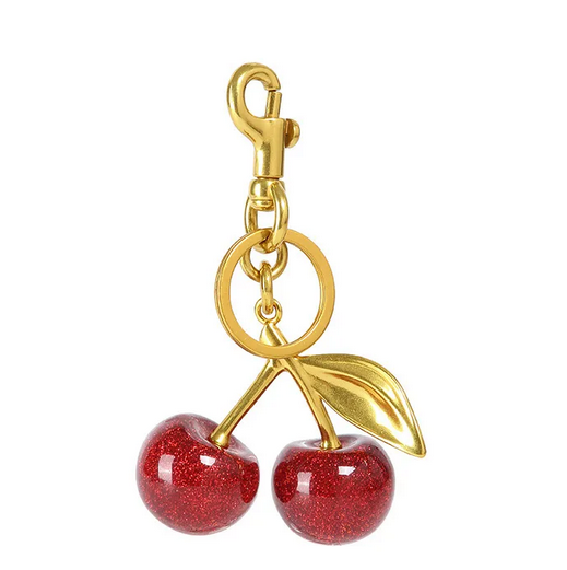 LD001 | Llavero en acero dorado cerezas