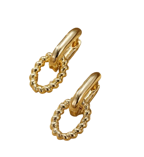 AD021 | Aros eslabones liso y torneado enchapados en oro