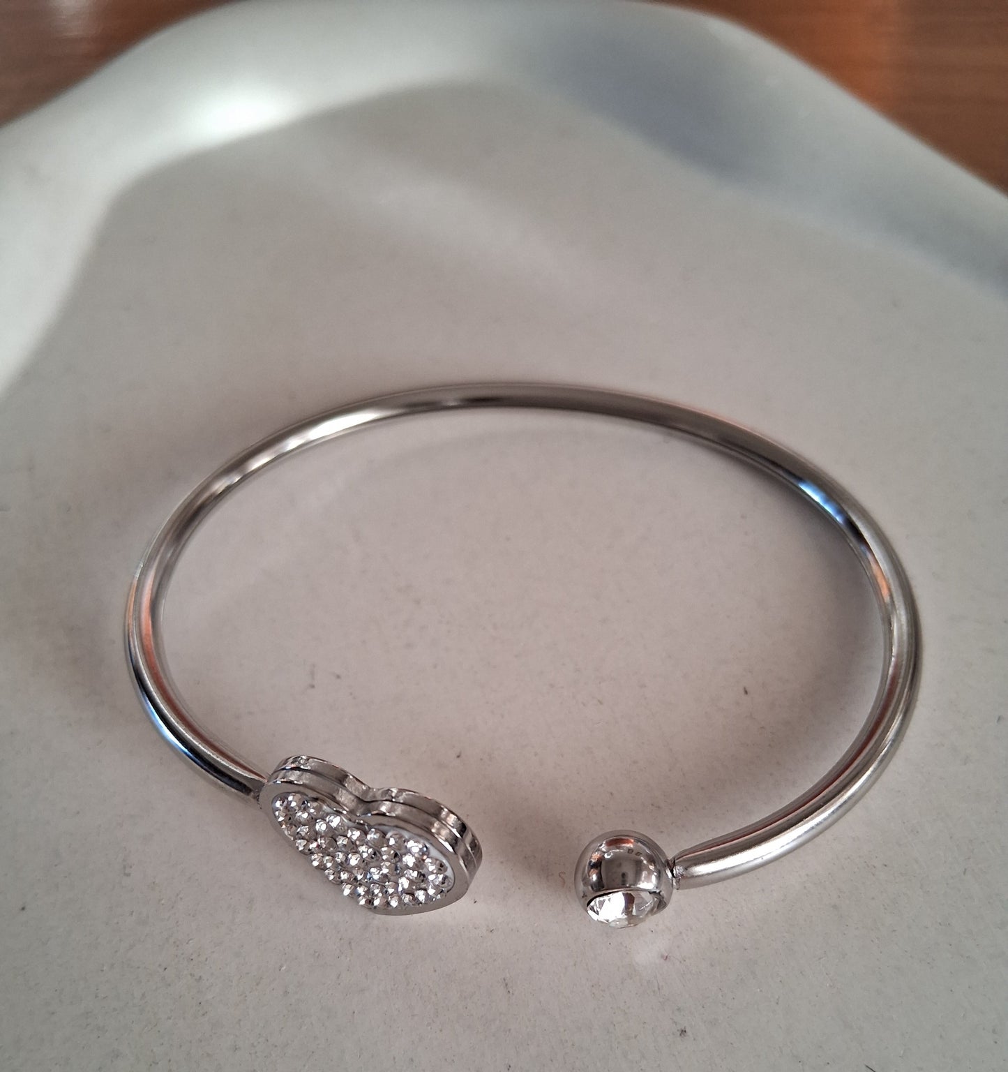 PQ051 | Esclava en acero inoxidable corazón y strass