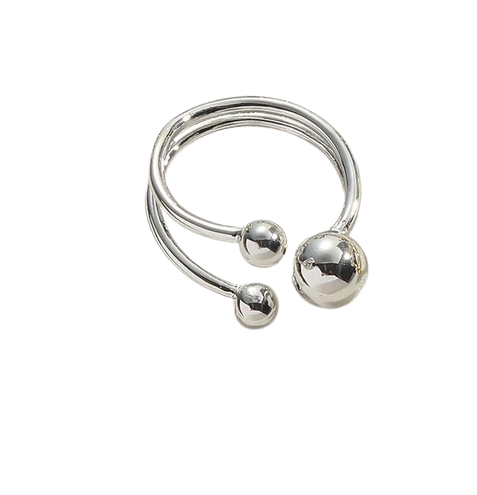 RQ018 | Anillo abierto en acero inoxidable tres esferas