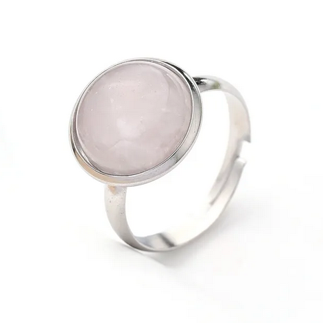 RQ015 | Anillo acero inoxidable regulable con piedra natural pulida