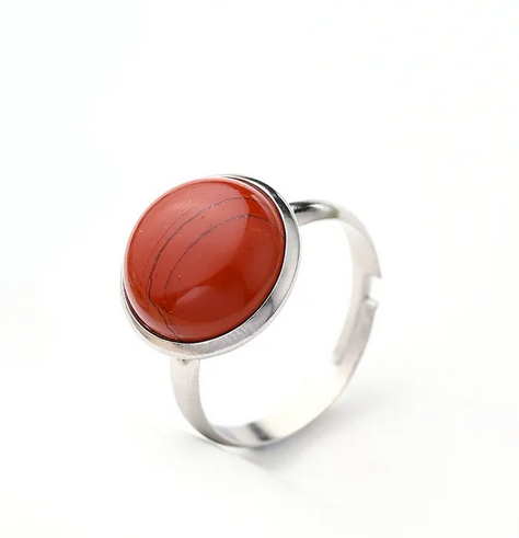 RQ015 | Anillo acero inoxidable regulable con piedra natural pulida