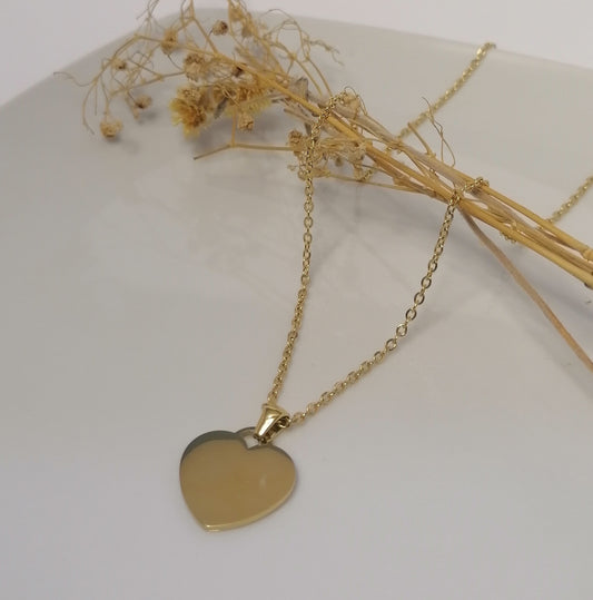 CD003 | Cadena con dije corazón en acero dorado